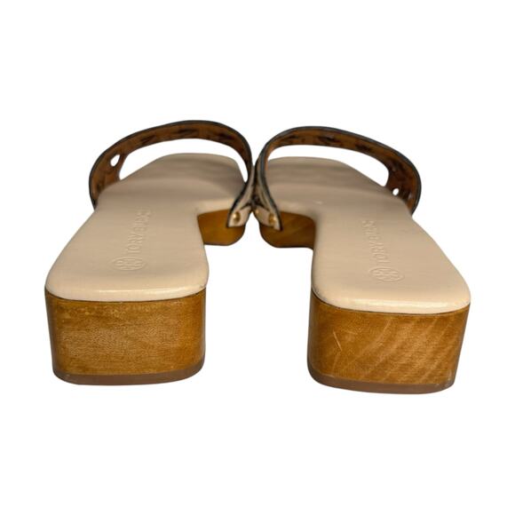 Tory Burch Basketweave Studded Clogs Calf Leather in Cream Size 7 - Picture 7 of 10